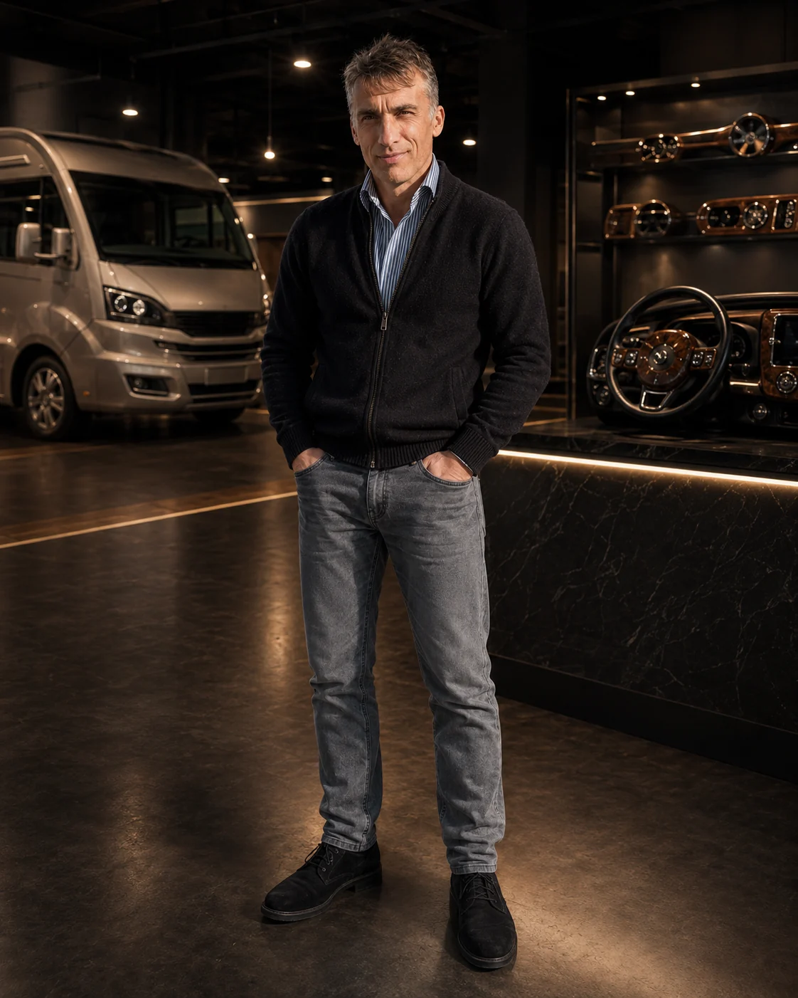 CockpitDekor Messestand-Konzept mit Fiat Ducato Armaturenbrett und Interieur-Dekoren