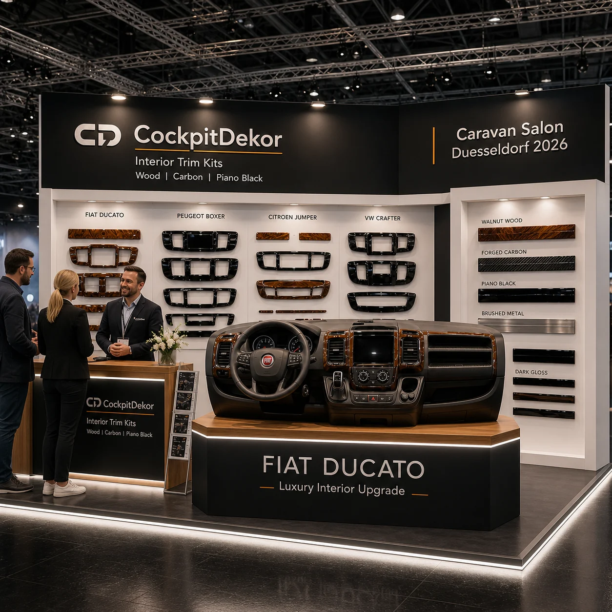 CockpitDekor Stand mit Besuchern und Produktwänden